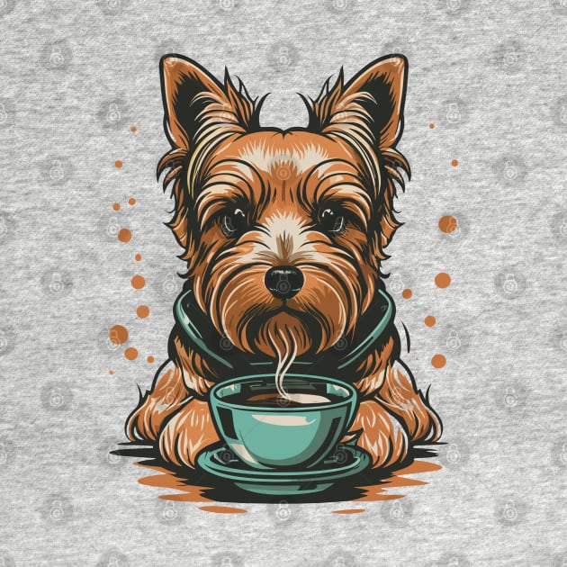 Yorkshire Terrier Drinking Coffee by Graceful Designs